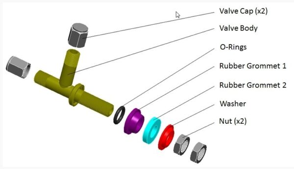 3 way valve for standard valve stem components